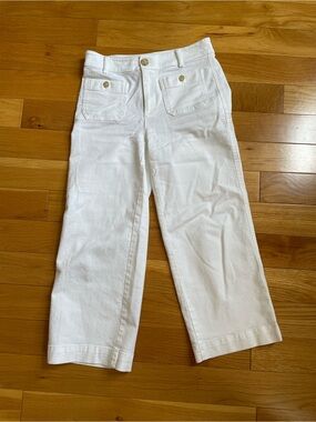 LOFT White Wide Leg Capri Pants